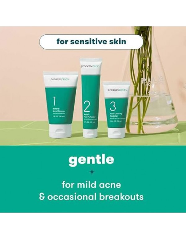 Proactiv Clean 3 Step Acne Routine w/ Pimple Patches- Sulfur Acne Treatment Cleanser, Azelaic Acid Serum, and Facial Moisturizer for Sensitive, Acne-Prone Skin- 30 Day Acne Kit with Pimple Patches