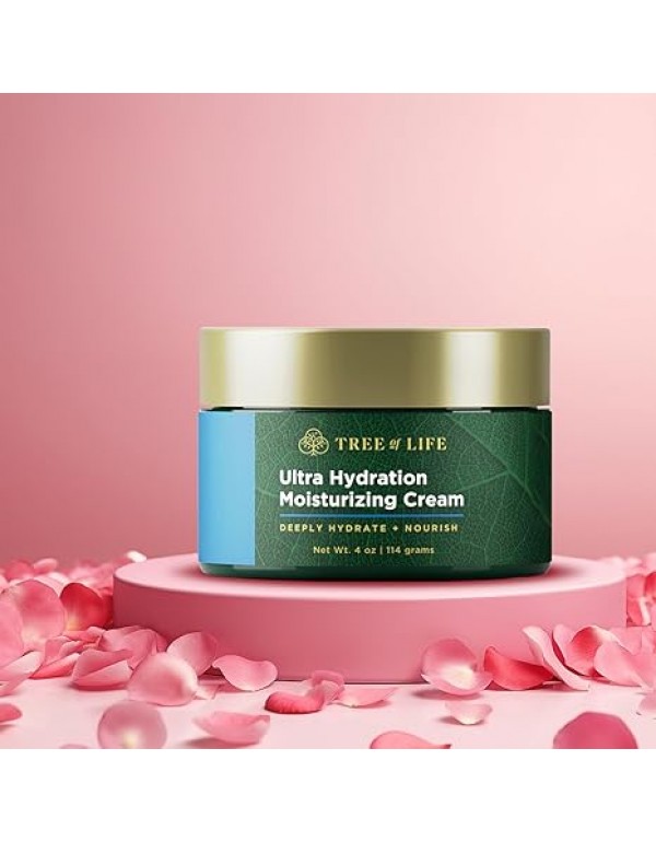 Tree of Life Beauty Facial Skin Care Set - Niacinamide + Vitamin C + Retinol + Hyaluronic Acid Serum - 4 count (1 Fl Oz) and Hydrating and Moisturizing Face Cream Botanical Hyaluronic Acid - 4 Fl Oz