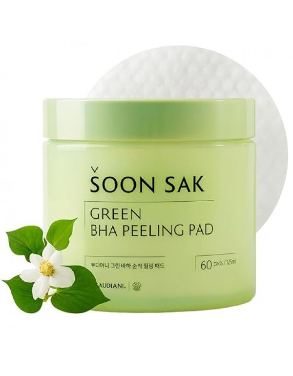 BEAUDIANI Green BHA Peeling Pad 60ct | Korean Exfoliating Toner Pads | Minimize Pores, Soothe Blemish-Prone Skin | Gentle Daily Chemical Exfoliant | K-Beauty Skincare