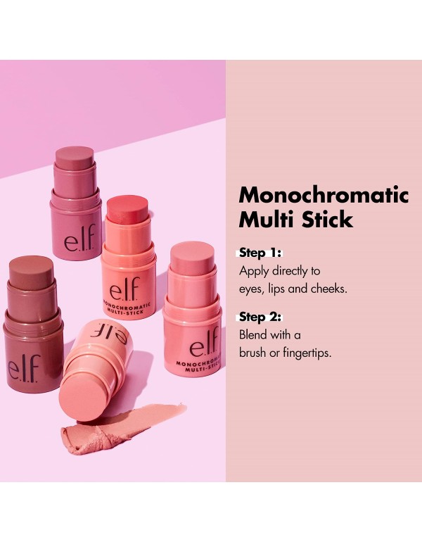 e.l.f. Monochromatic Multi Stick, Luxuriously Creamy & Blendable Color, For Eyes, Lips & Cheeks, Dazzling Peony, 0.17 oz (5 g)