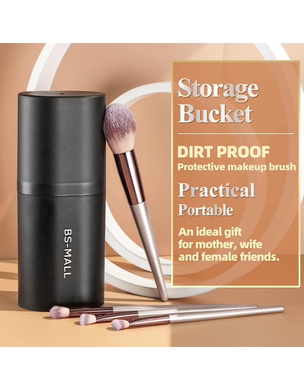 BS-MALL Makeup Brush Set 18 Pcs Premium Synthetic Foundation Powder Concealers Eye shadows Blush Makeup Brushes with black case (A-Champagne)