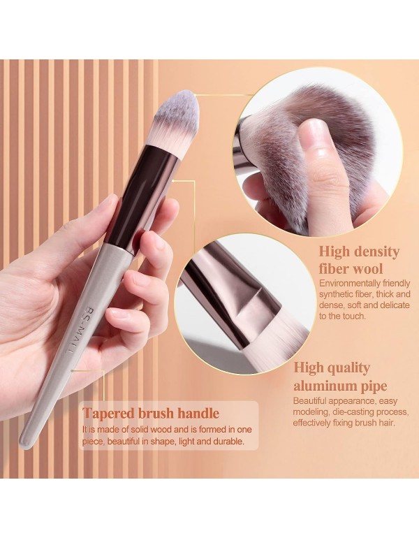 BS-MALL Makeup Brush Set 18 Pcs Premium Synthetic Foundation Powder Concealers Eye shadows Blush Makeup Brushes with black case (A-Champagne)
