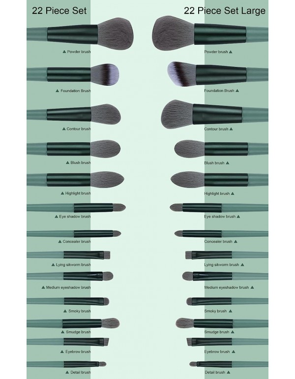 Makeup Brushes 22 Pcs Makeup Kit,Foundation Brush Eyeshadow Brush Make up Brushes Set (Green, 22 Piece Set)
