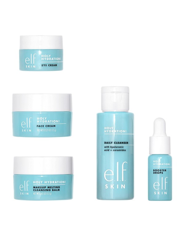 e.l.f.SKIN Hydrated Ever After Skincare Mini Kit, Cleanser, Makeup Remover, Moisturizer & Eye Cream For Hydrating Skin, TSA-friendly Sizes